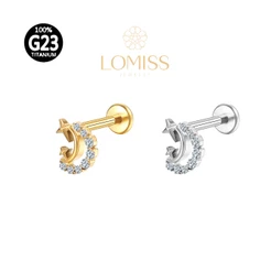 Piercing Helix Conch Labret Titânio PVD Lua/Estrelas Zircônias 《Lomiss piercing》