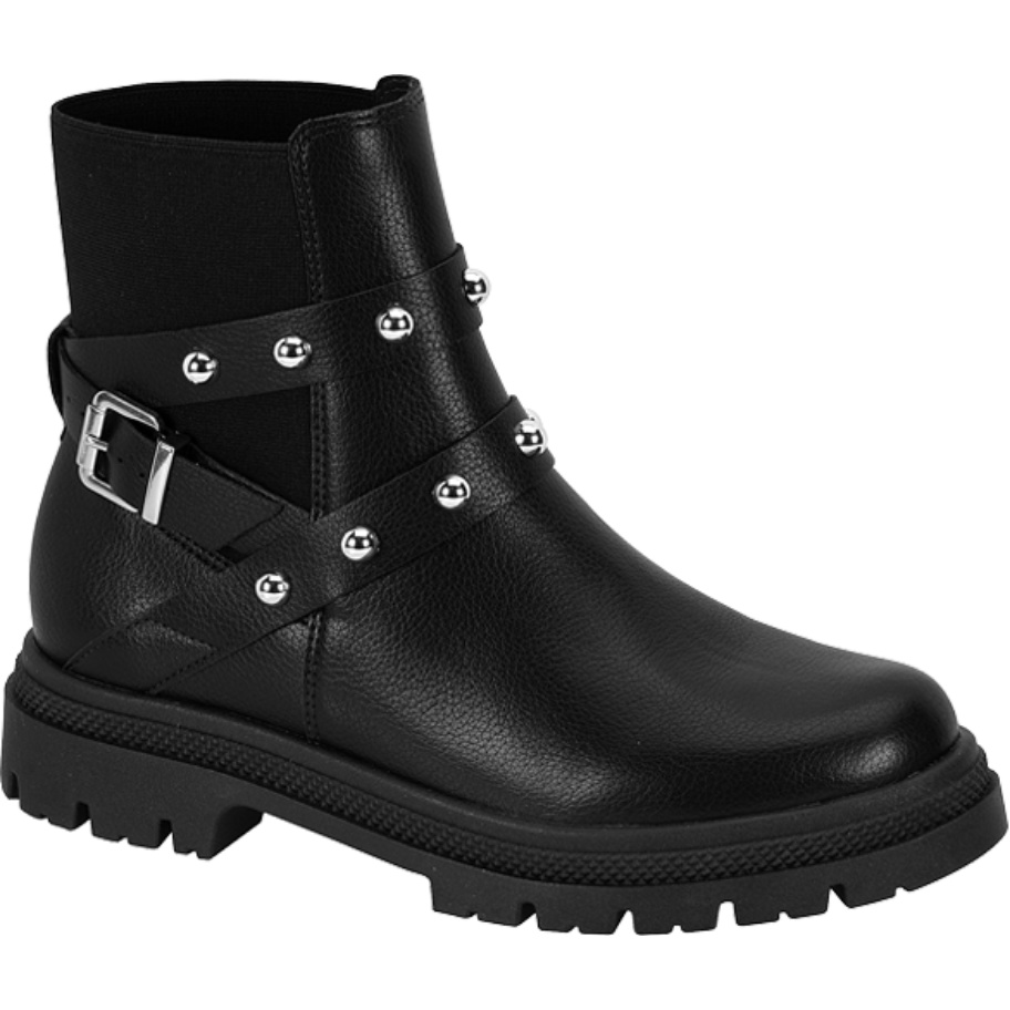 Bota Moleca Coturno Feminino Elástico Fivela 5342 102 Preta