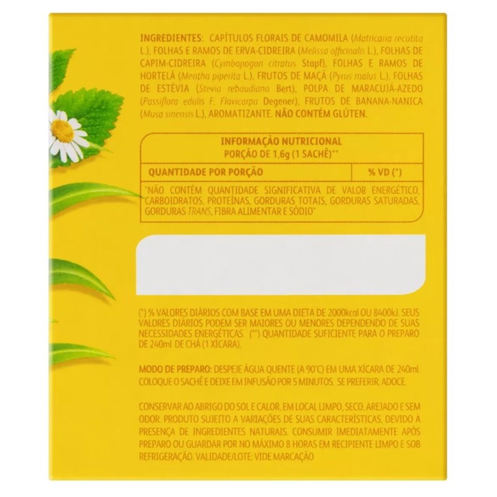 Detalhes do Chá Leão Premium - Camomila com Cidreira e Maracujá 15 Sachês