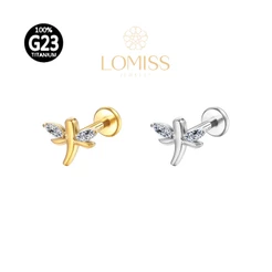 Piercing Labret Helix Tragus Conch Boca-Medusa Titânio G23 PVD Libelula Zircônia Lomiss piercing