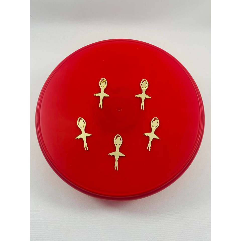 Aplique Bailarina Dançando em Acrílico Espelhado Dourado - 4cm - Kit com 10 Unidades.