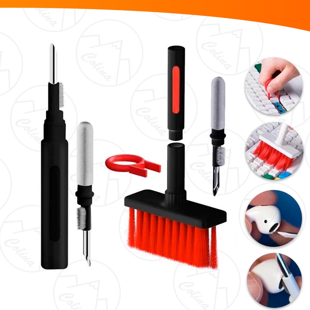Kit 5 em 1 escova Limpeza Teclado Fone de Ouvido Celular Eletrônicos Periférico