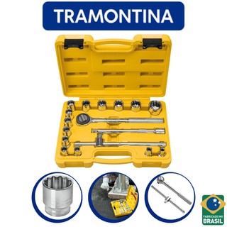 Jogo Soquetes Estriados 1/2 17 Peças Tramontina em Oferta na Shopee