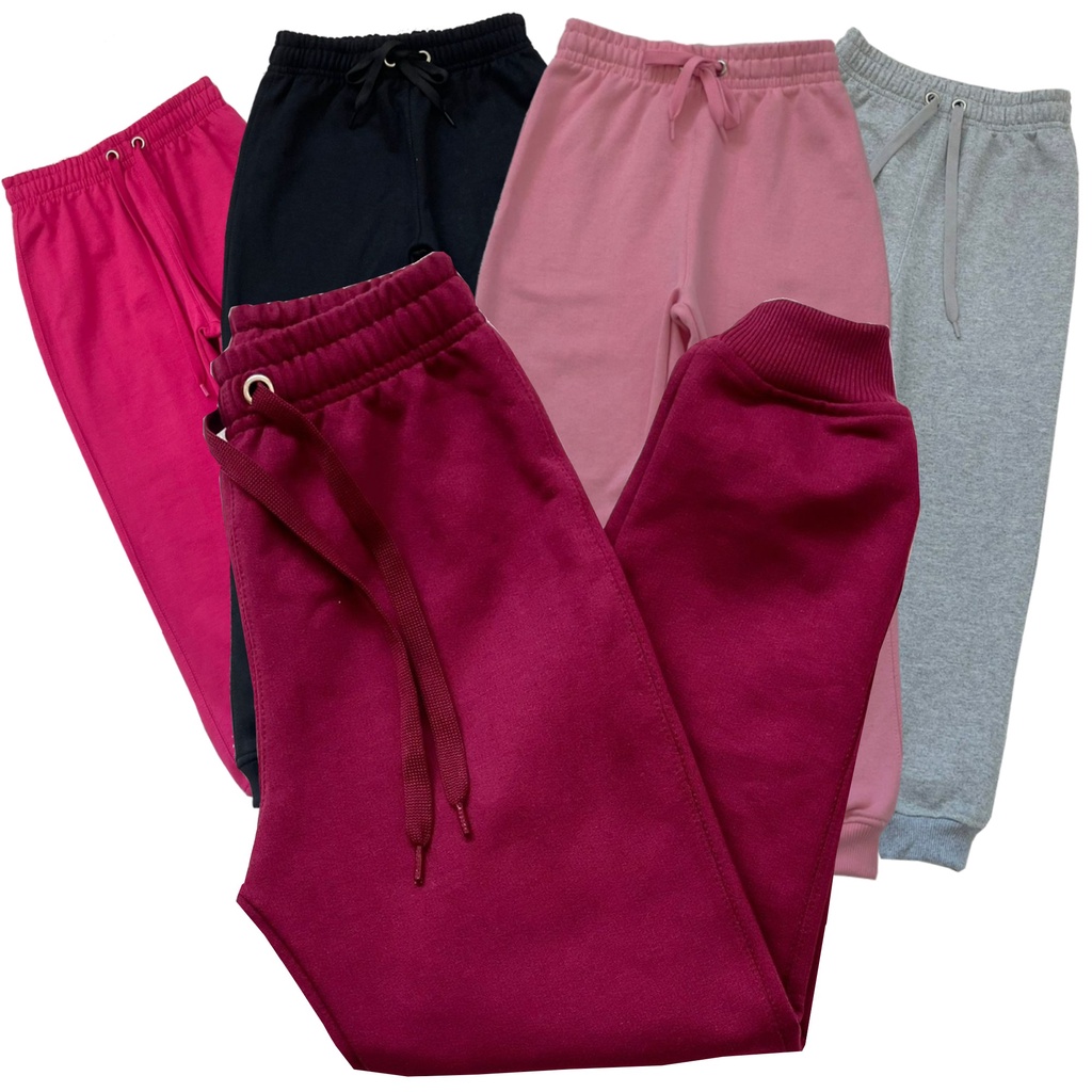 Kit com 5 calças de moletom feminina moletinho infantil menina linha premium