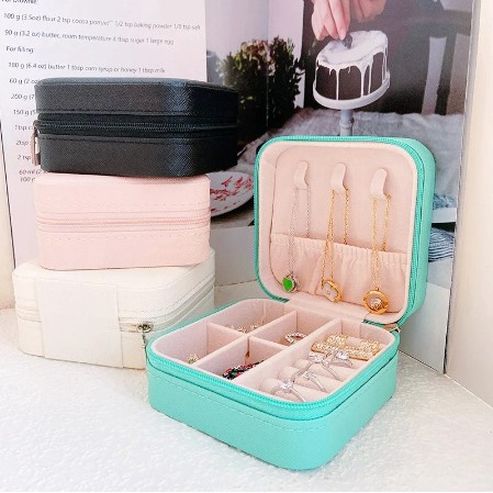 Mini Porta Joias Portátil Viagem Armazenamento de Brinco Colar Bijuteria  Organizador