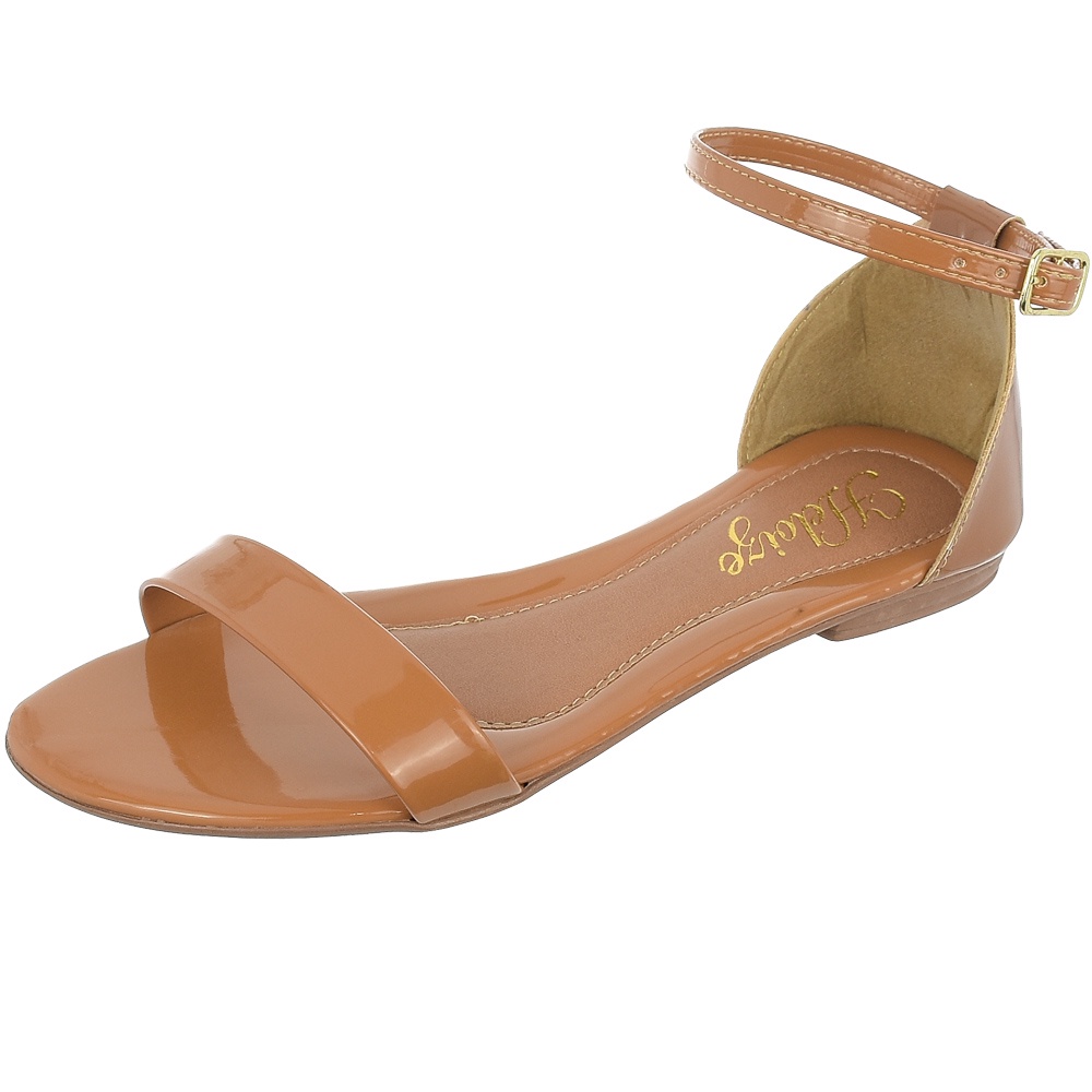 Sandália feminina com traseiro verniz, disponível em 3 cores variadas, tamanho especial do 34-42