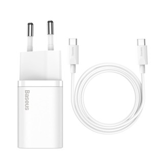 Carregador Rápido Usb-c Baseus Qc Pd 3.0 25w + Cabo Usb-c 1m Cor Branco