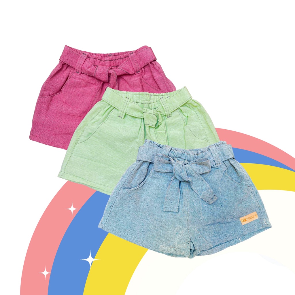 Kit 3 Shorts Infantis Menina 100% Algodão Roupa Infantil Menina