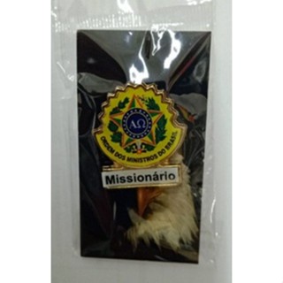 1 boton broche missionário com brasão ministerial cargo igreja