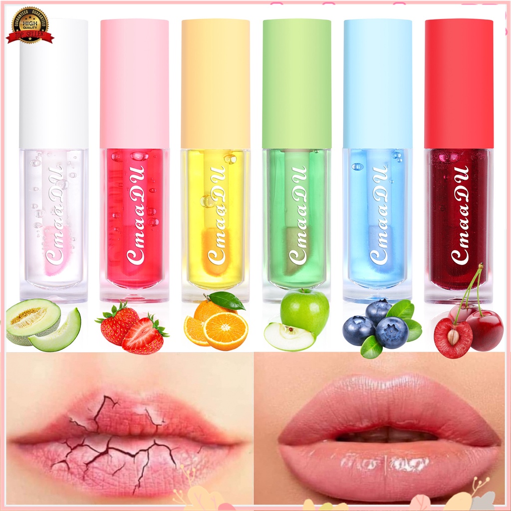 Lip Tint CmaaDu 6-Colors Esmalte Labial Com Sabor De Fruta Hidratante Mudança De Cor E Batom CJ