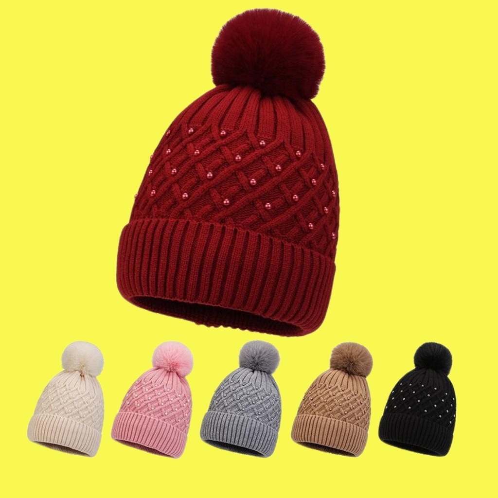 Touca / Gorro de Lã Infanto-Juvenil - Com Apliques - TAMANHO ÚNICO