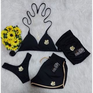 Quarteto Biquini+top+shorts Time Santos em Oferta na Shopee