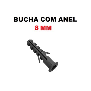 Kit 100 Peças Bucha 8mm Nylon com Anel Aba