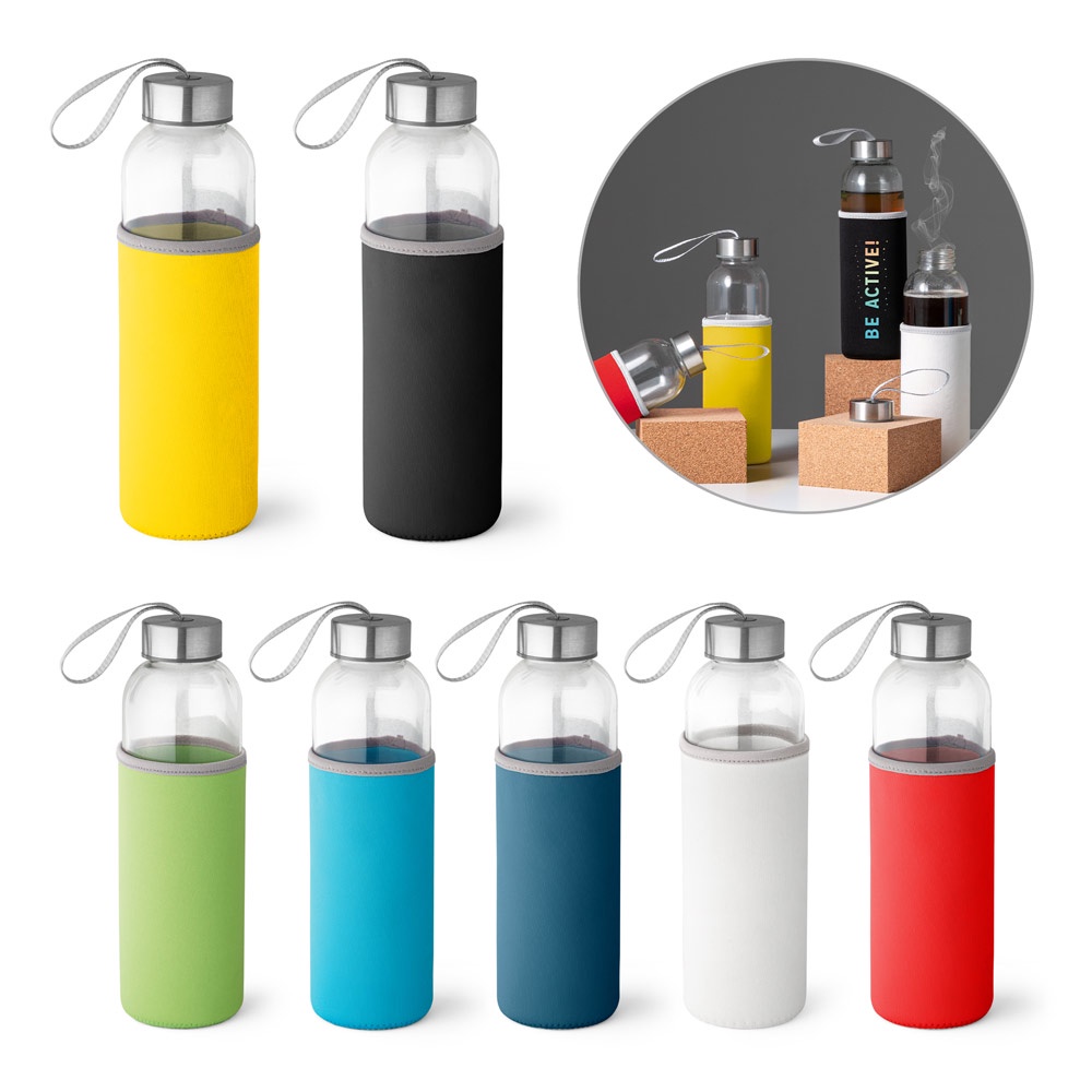 Squeeze em vidro e aço inox com alça em Oferta na Shopee