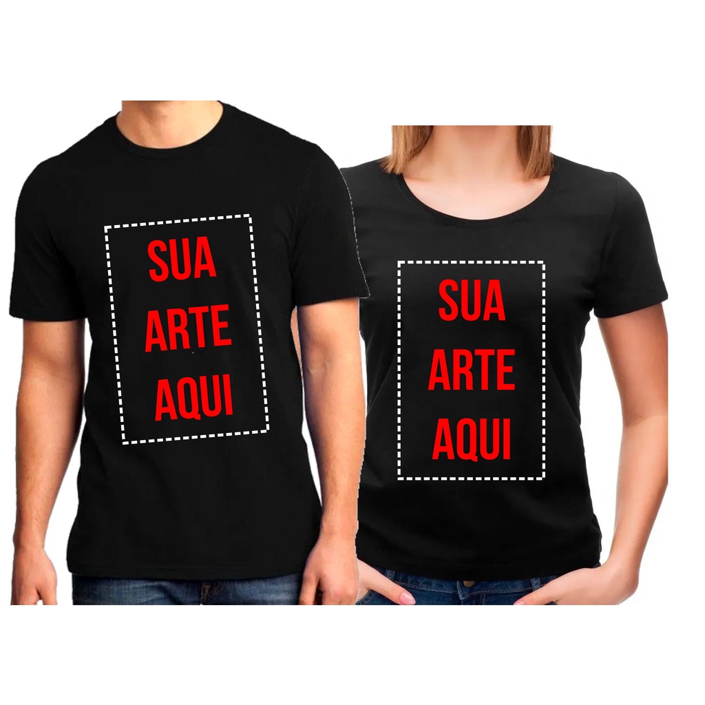 CAMISA PRETA PERSONALIZADA COM SUA ARTE OU LOGO em Oferta na Shopee