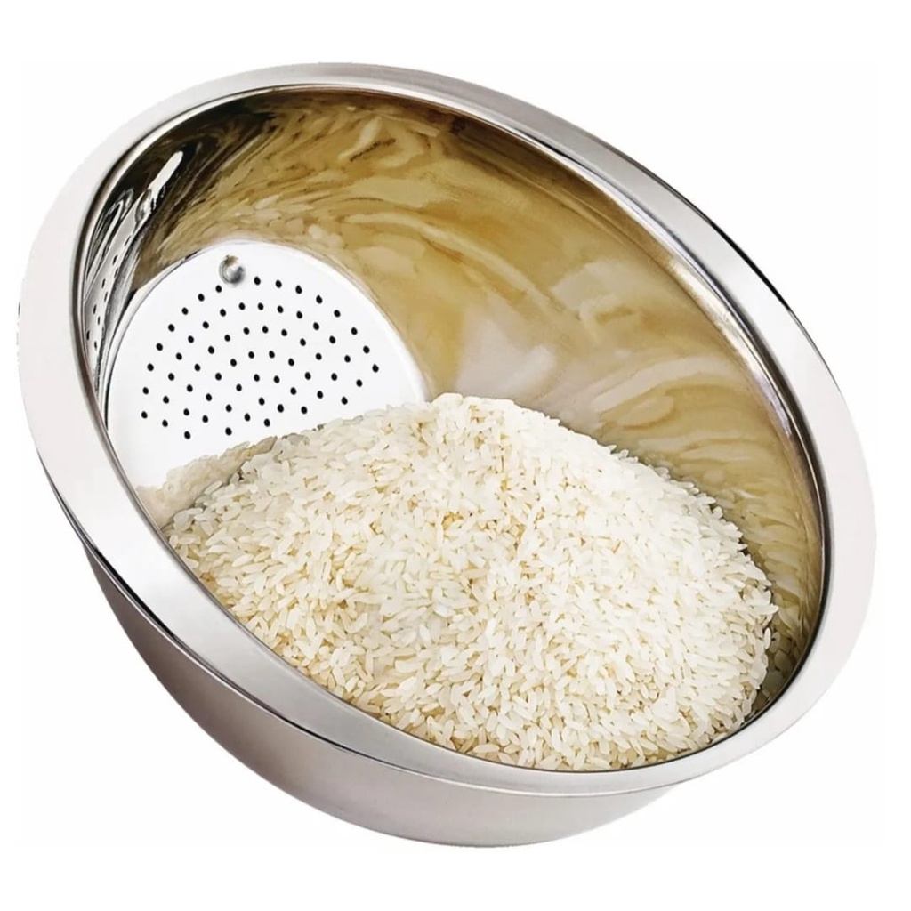 Escorredor Lavador De Arroz  Aço Inox.