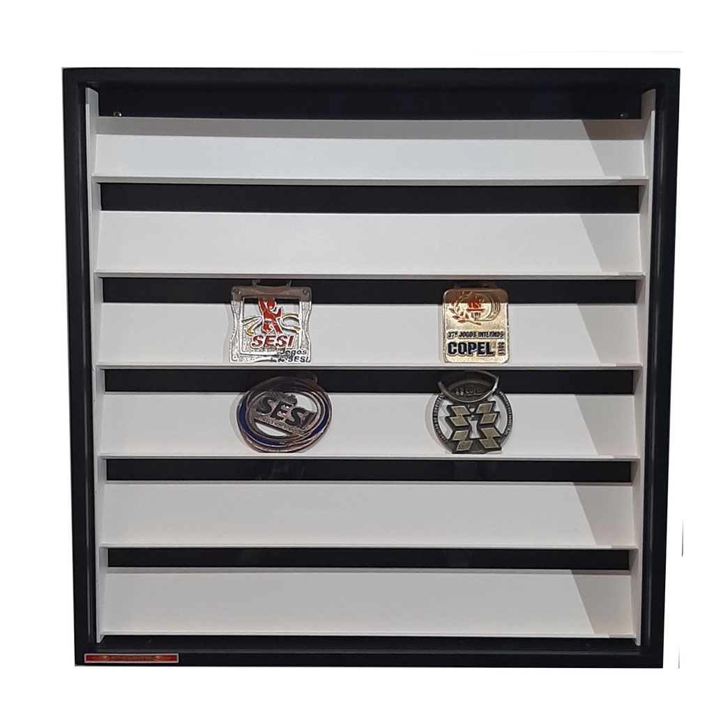 Quadro Expositor Para Medalhas Estante Com Portas Coleção (60) PT/BC