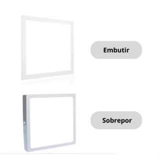 Luminaria painel led 12w/18w/25w Aluminio plafon Embutir/ Sobrepor Branco Frio 6500K Bivolt em Oferta na Shopee