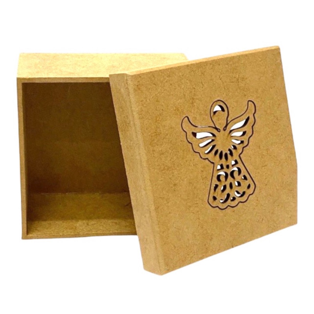 Caixa convite batizado Anjinho MDF 10X10X05 batismo convite para batizado, padrinhos, personalizada com anjinho, anjo da guarda, presente, lembrancinhas, caixa para terço,chaveiro,festa,bebe