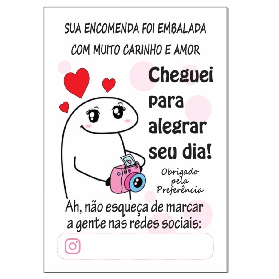Cartão de Agradecimento Cheguei para alegrar seu dia Flork meme Bentô 10x7Cm