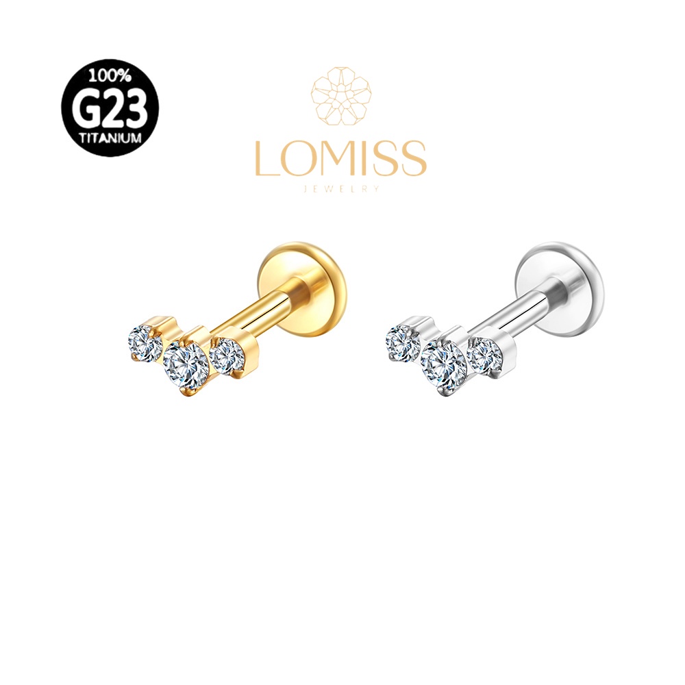 Piercing Labret Helix Tragus Conch Boca-Medusa Titânio G23 Pvd Trio Zircônia Lomiss piercing - Fashion Accessories