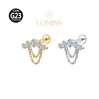 Piercing Labret Hélix Tragus Conch Boca-Medusa Titânio G23 PVD Cluster Corrente 5 Zircônias Lomiss piercing em Oferta na Shopee