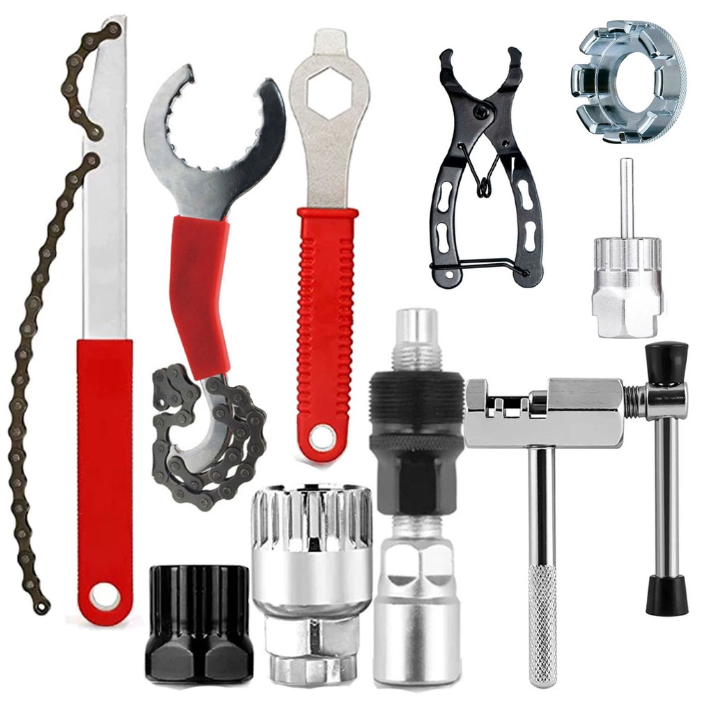 Kit Chaves Ferramenta Extrator Pedivela Com Cabo Sacador + Chave Extrator Bike Movimento Central + Chave Extrator Catraca K7 +  Chave Extratora De Catraca Bike K-7 + Mini Alicate + Chave De Raio em Oferta na Shopee