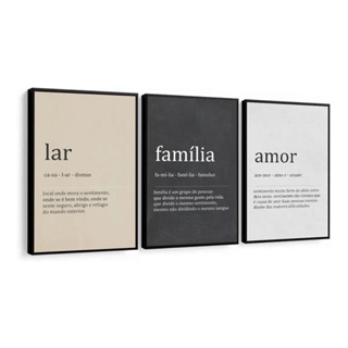 Kit Quadros Decorativo Mosaico 95x50 3 peças MDF Significado Lar Família Amor Frases Gratidão Casa em Oferta na Shopee