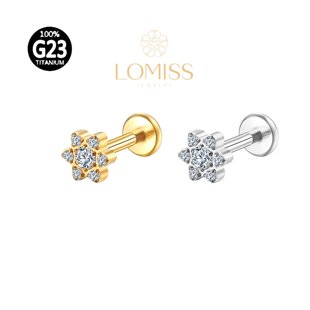 Piercing Labret Hélix Tragus Conch Boca-Medusa Titânio Flor 6 Mini Petalas Zircônia Lomiss piercing em Oferta na Shopee