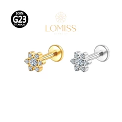 Piercing Labret Hélix Tragus Conch Boca-Medusa Titânio Flor 6 Mini Petalas Zircônia Lomiss piercing