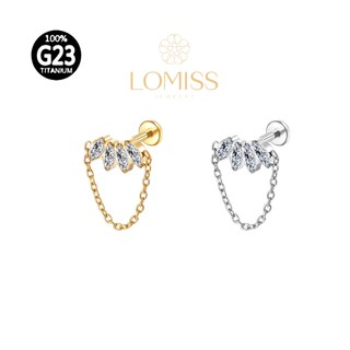 Piercing Hélix Tragus Conch Labret  Titânio G23 PVD Cluster Corrente 4 Zircônias Lomiss piercing em Oferta na Shopee