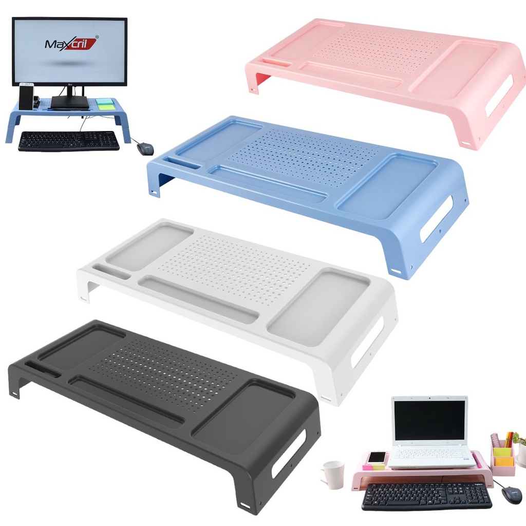 Suporte Monitor elevador 3 Alturas Prime Maxcril Ajustável Organizador Mesa Home Office Preto Waleu