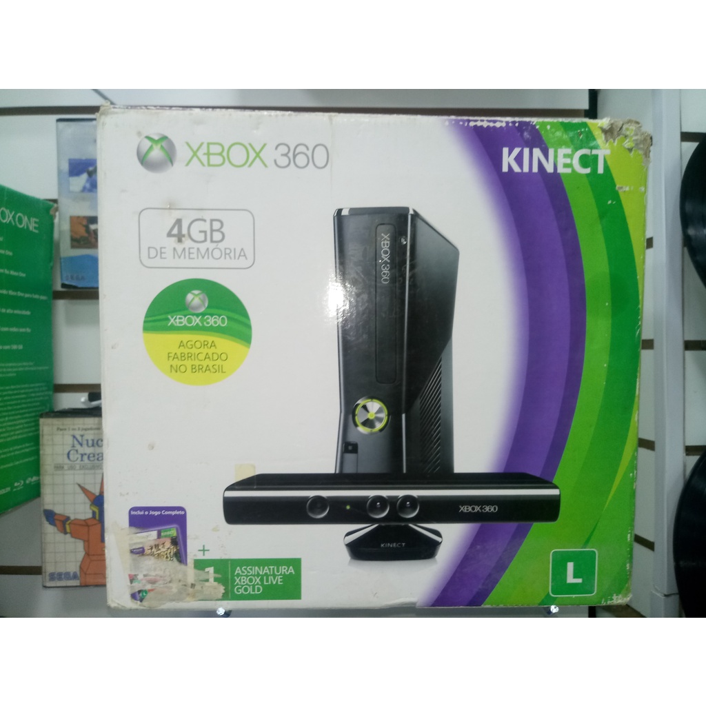 xbox 360 com kinect na caixa desb microsoft