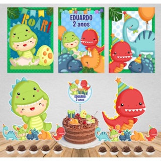 KIT FESTA DINOSSAURO BABY - SÓ UM BOLINHO/ANIVERSÁRIO/MESVERSÁRIO em Oferta na Shopee