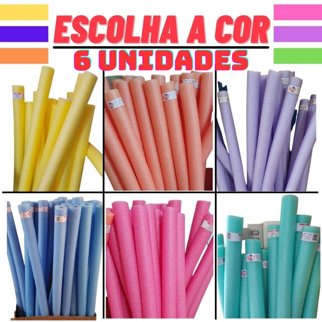 6 Boia espaguete para piscina macarrão flutuador natação praia cintura redondo em Oferta na Shopee