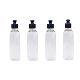 Kit 4 Frascos Tampa Push Pull 100ml Viagem Skincare Shampoo Sabonete Liquido Cilíndrico