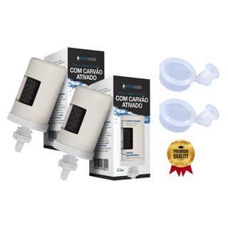Kit 2 Velas Oasis Carvão Ativado Para Filtro Barro + 2 Boias Dosadoras em Oferta na Shopee