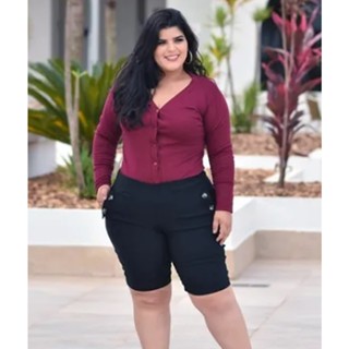 Bermuda Cintura Alta Plus Size Feminina Varias Cores Bengaline