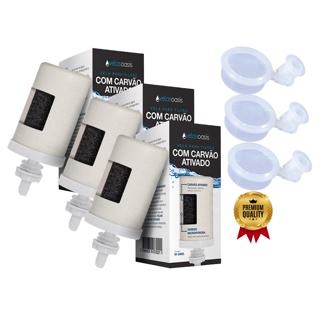 Kit 3 Velas Oasis Carvão Ativado Para Filtro Barro + 3 Boias Dosadoras em Oferta na Shopee