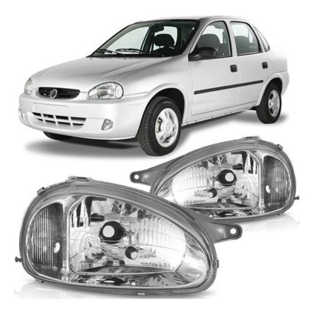 Farol Corsa Classic 2000/2010 Lente de Vidro Cromado