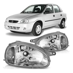 Farol Corsa Classic 2000/2010 Lente de Vidro Cromado