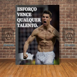 Quadro Placa Decorativa Motivacional Cristiano Ronaldo Frase Alta Definição em MDF