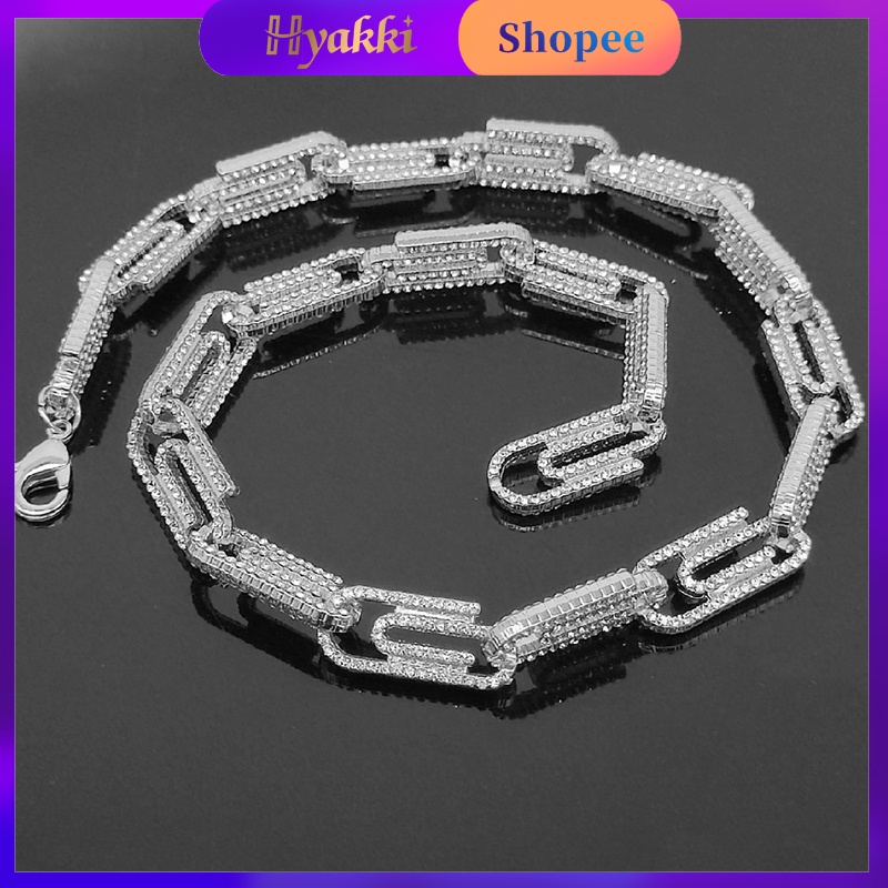 HYAKKI Ice Colar De Clips de papel colar masculino Cadeia corrente cravejada Diamante ice cravejado Prata pulseira masculina