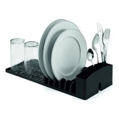 Escorredor De Louça Cozinha Prato Duplo Preto Porta Talheres Capacidade 6 Pratos Talheres Copos