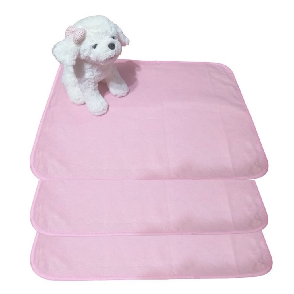 Kit 3 Tapetes Higiênico pet Lavável Super Absorção 70x50 Rosa