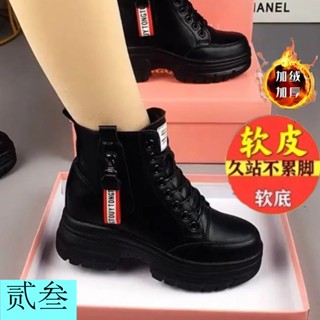 34-43 Tamanho Aumentar Altura Botas Curtas Espessas Martin Femininas 41 Sapatos De Algodão Com Zíper Lateral De Alta 42 Femininos De Grande