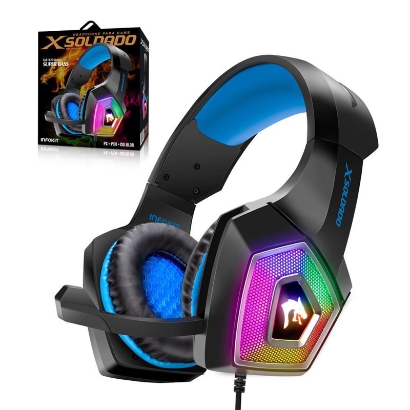 Headset Fone Gamer Led Rgb Com Microfone Pc Notebook PS4 Celular