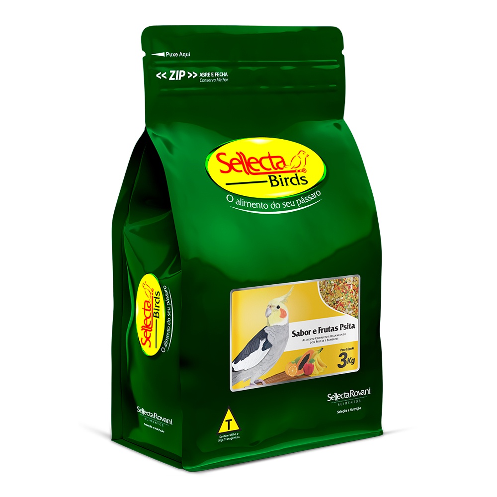 Sellecta Para Calopsita Periquitos Sabor E Frutas Psita 3kg