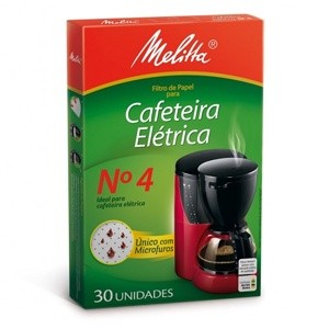 Filtro De Papel Para Cafeteira Elétrica Melitta Nº4 30 Unidades