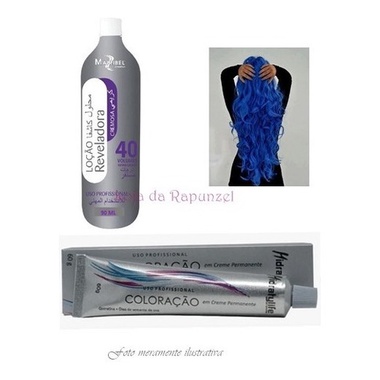 Tinta Coloração Azul Royal 60g + Água Ox 40v 90ml - Mairibel